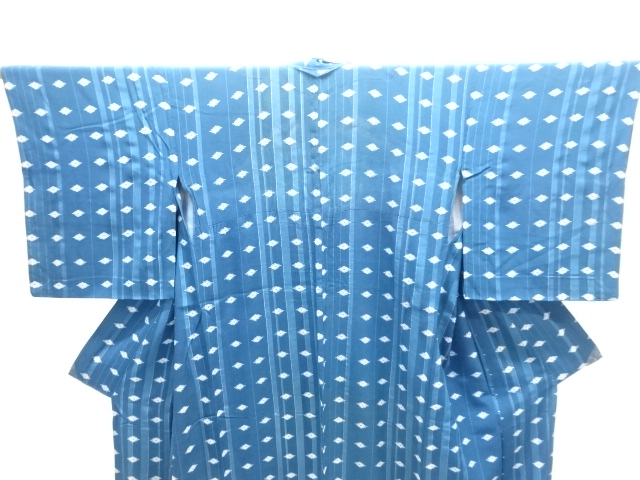  アンティーク　錦紗縞に抽象模様単衣着物